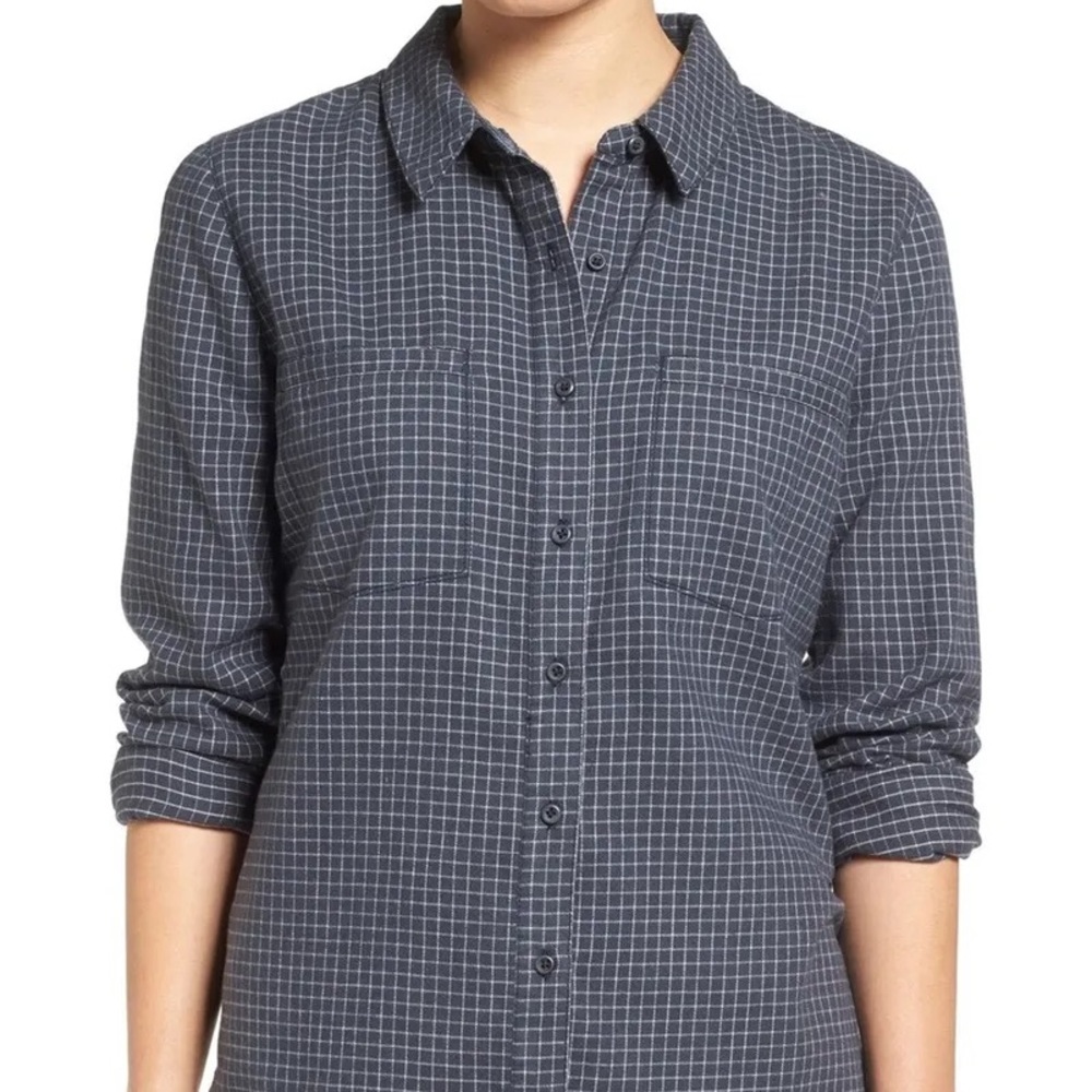 Treasure & Bond Classic Cotton Shirt Women's Size Medium Mini Grid
